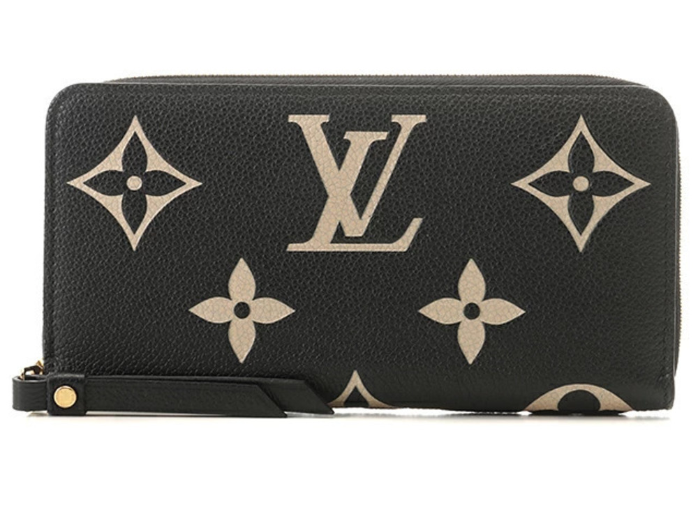 LOUIS VUITTON Zippy Wallet Mono Empreinte Black Beige Cream